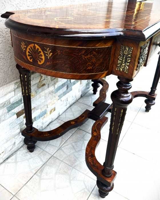 Spectaculos birou-Napoleon III-marchetarie-intarsii-bronz-Franta