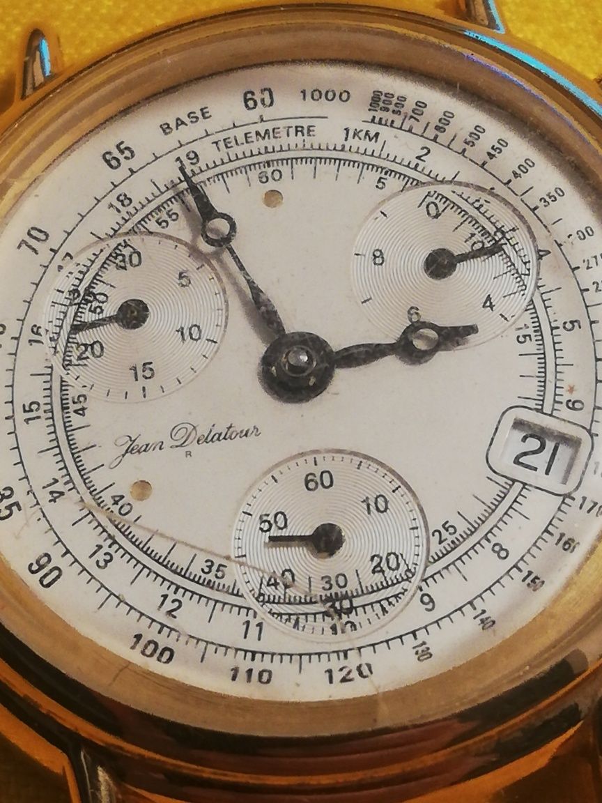Ceas Barbatesc Vintage Chronograph Jean Delatour Gold Swiss Made