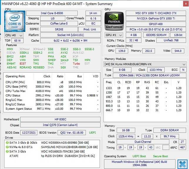 Calculator Unitate PC Gaming HP I5 8500 Ram 16G DDR4  GTX 1050 Ti