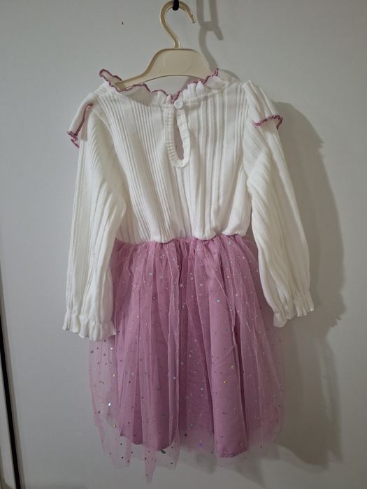 Официална детска рокля – Бяло/розово, 2 размера