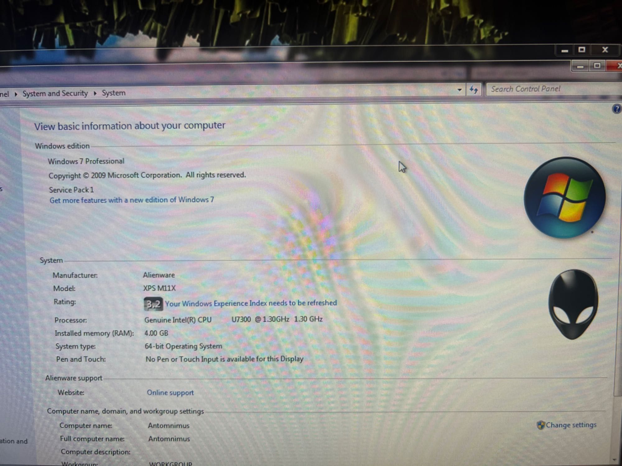 Alienware XPS m11x Intel Core2Duo 1.3 GHz