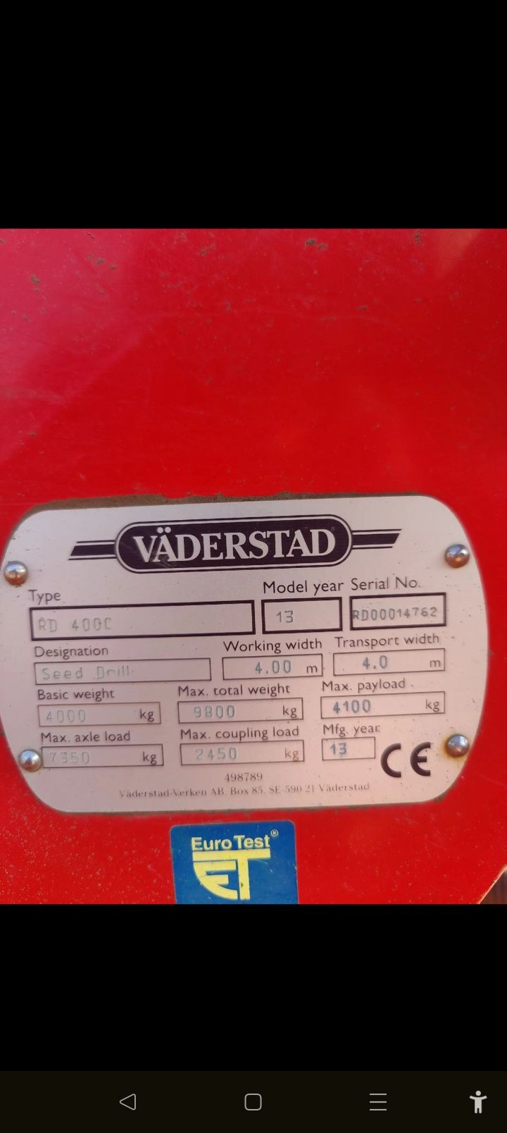 Semănătoare Vaderstad Rapid 400C -super XL- fertilizare!
VADERSTAD Ra