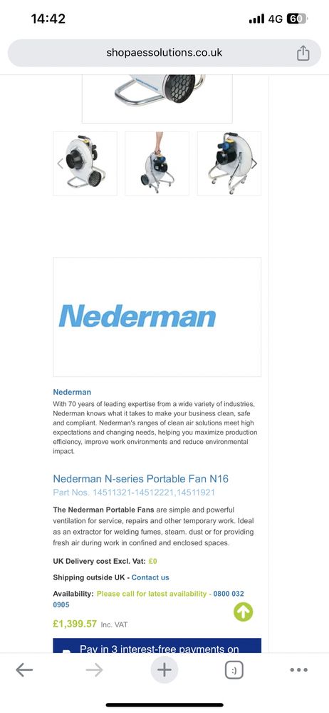Ventilator exhaustor Nederman Fan N16