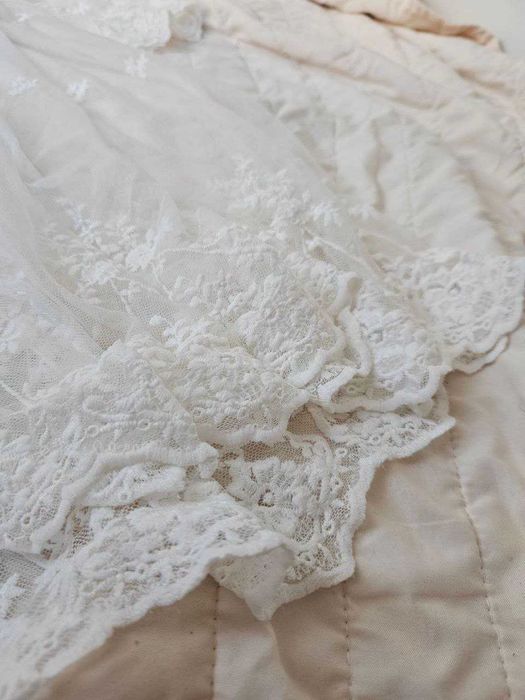 нов дантелен халат бял