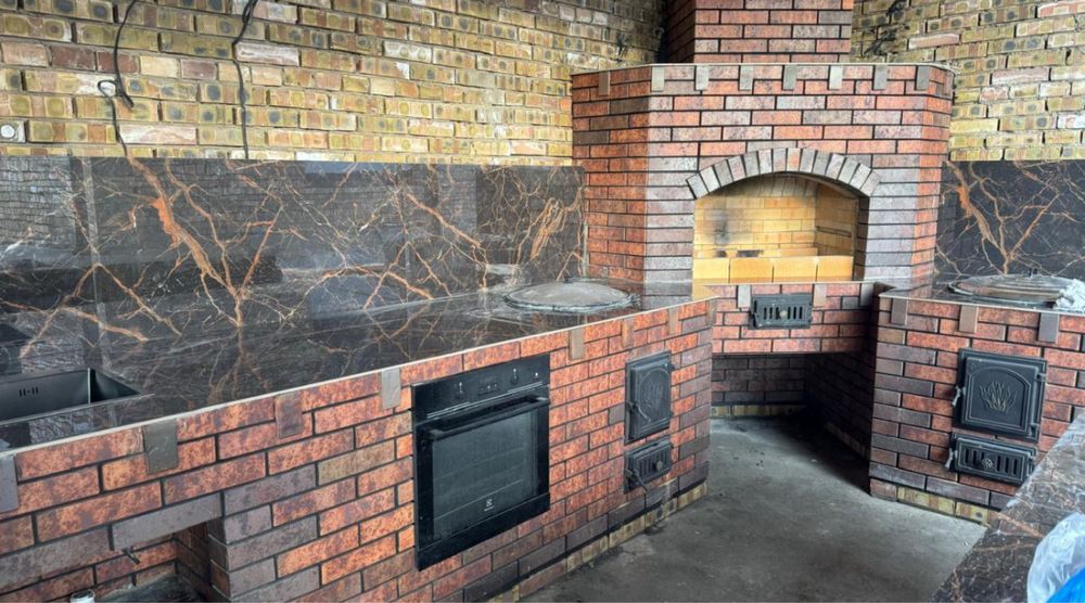 Барбекю зона кирпич облицовочный и огнеупорный