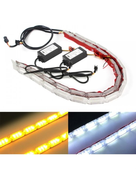 Set lumini de zi DRL 50cm cu semnalizare dinamica