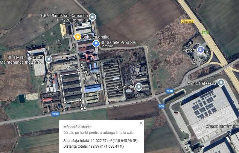 Teren intravilan 13400 mp autostrada A1 cu 4 hale dezafectate