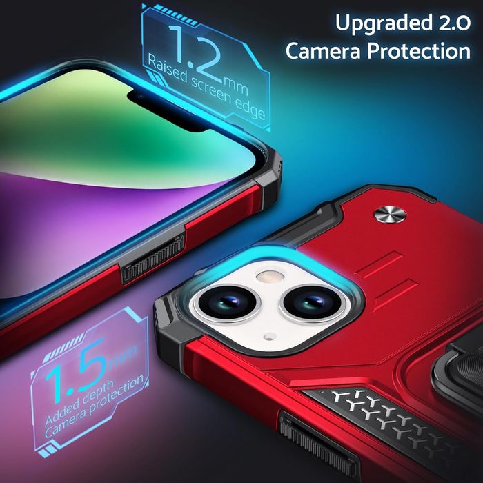 Промо! Удароустойчив кейс за iPhone 15, 14, 13 – Червен, DASFOND Armor