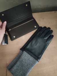 Портфейл и кожени ръкавици Massimo Dutti, с етикет