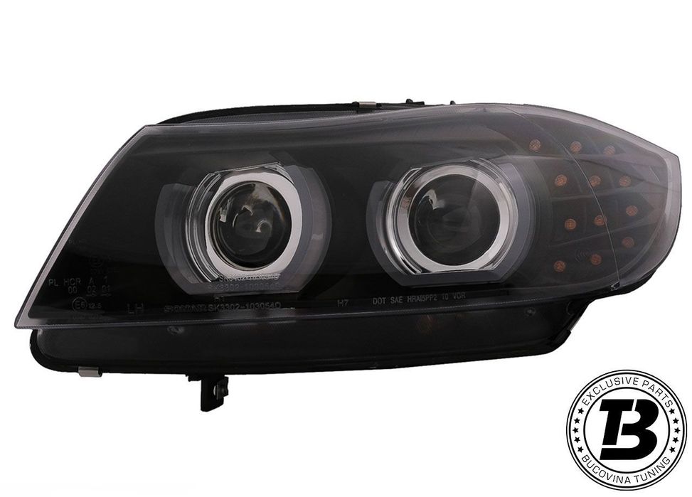 Faruri 3D LED Angel Eyes compatibile cu BMW Seria 3 E90 E91 AFS