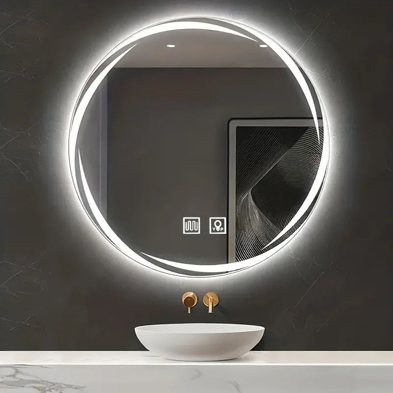 Oglinda baie led rotunda , D80cm , intensitate lumina , dezaburire