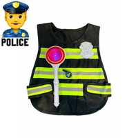 Комплект полицай СВЕТЕЩА палка значка жилетка свирка полицейски