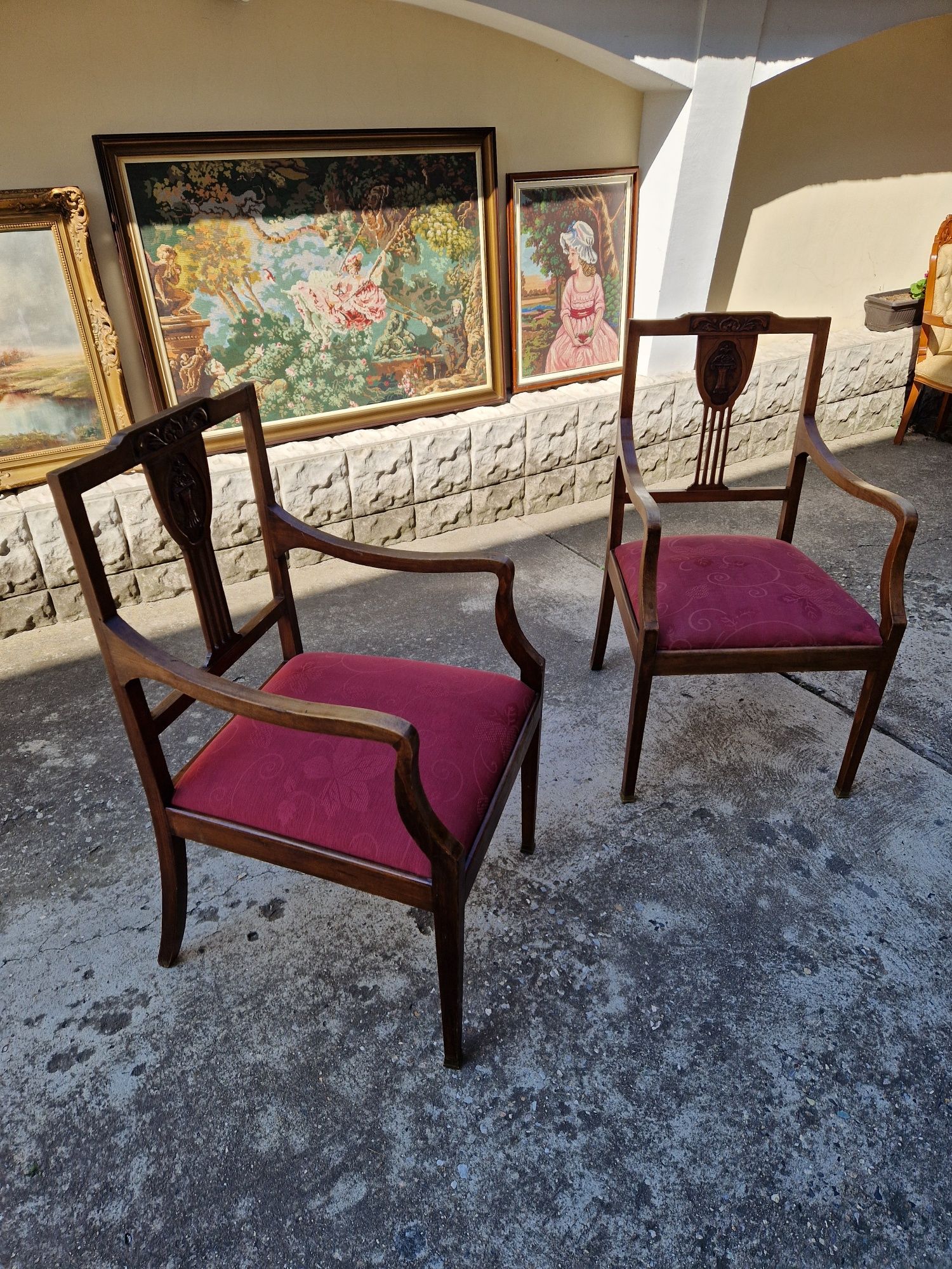 Прекрасен чифт антикварни немски столове кресла Biedermeier