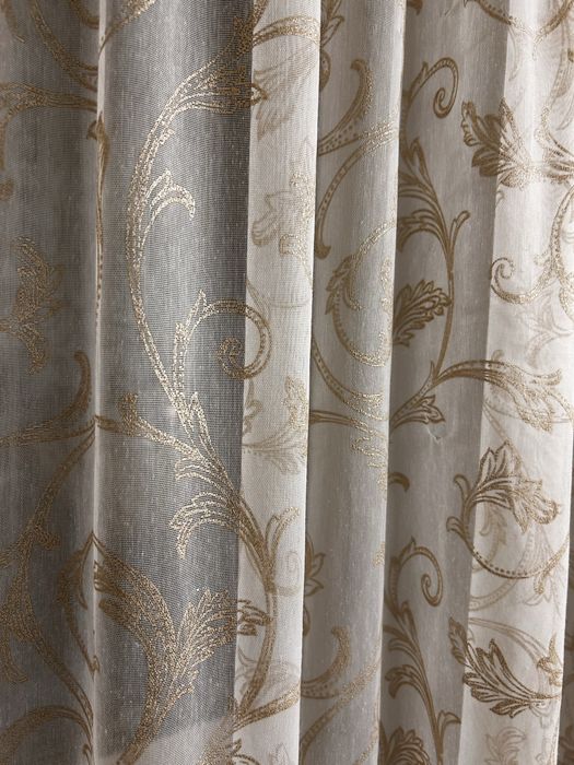 Продается тюль с золотой вышивкой