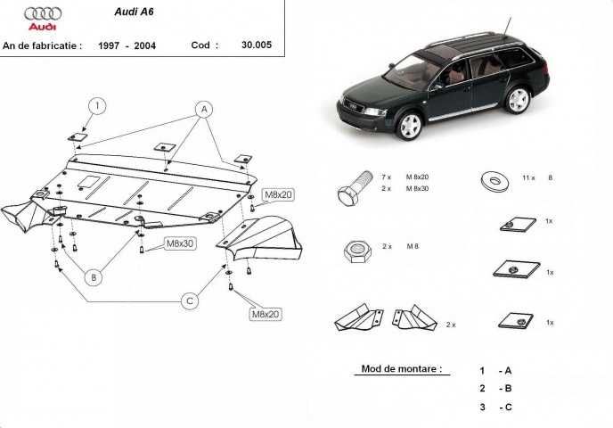 Метална кора под двигател скорости Audi A6 C5 1997г – 2004г