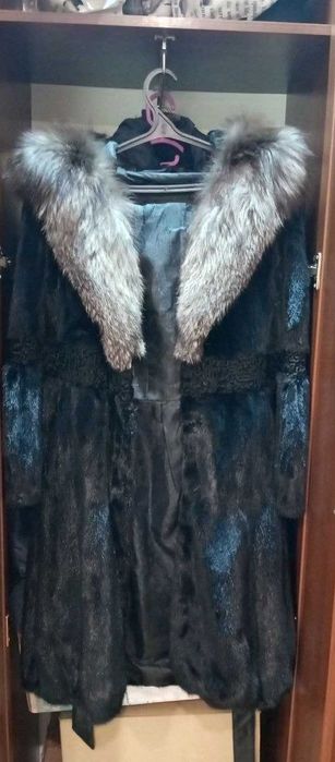 Норковая шуба NAFA Mink с каракулем и чернобуркой, размер S