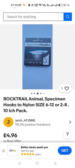 Ace ,cârlige pescuit rockhooks anglia