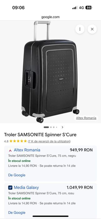 Troler samsonite spinner 75 cm  Nou