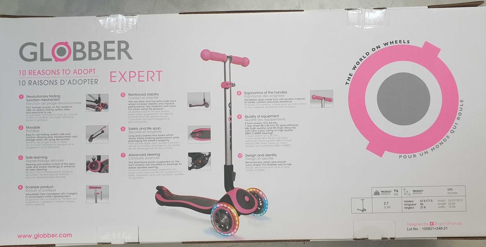 Vand trotineta copii _ fete 3 - 7 ani, Globber EXPERT LIGHT Roz