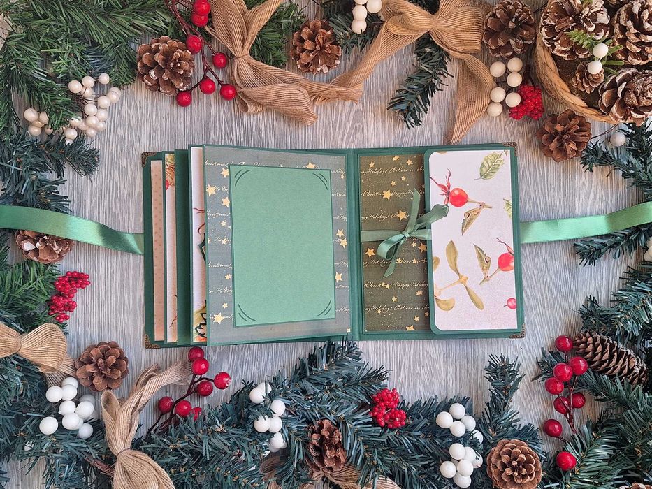 Коледен скрапбук албум "Коледен блясък" в зелено /48.20