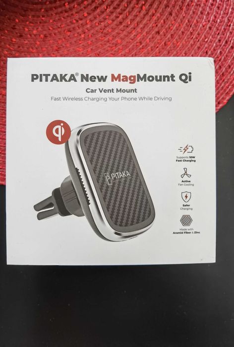 PITAKA MagMount Qi Wireless Air Vent Mount Black, magsafe, complet