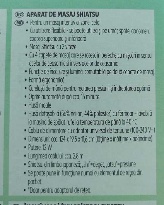 Aparat masaj shiatsu