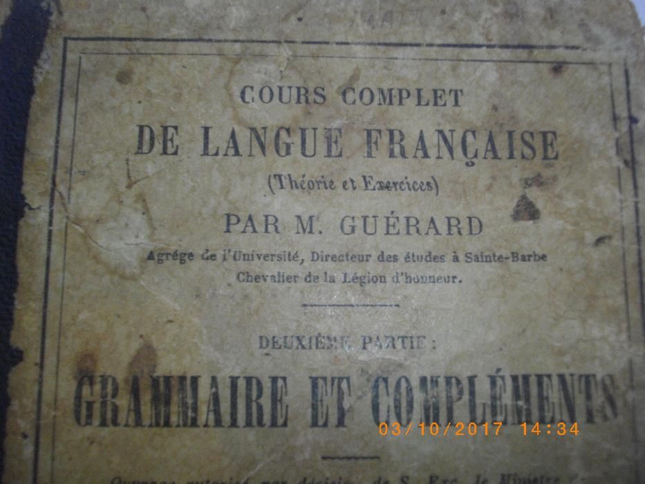 1877г-Антикварен Стар Учебник-Френски-De Langue Francaise-Cours Comple