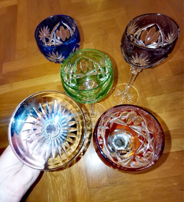 Антикварни цветен кристал чаши Nachtmann "Traube"  Зап. Германия 70те