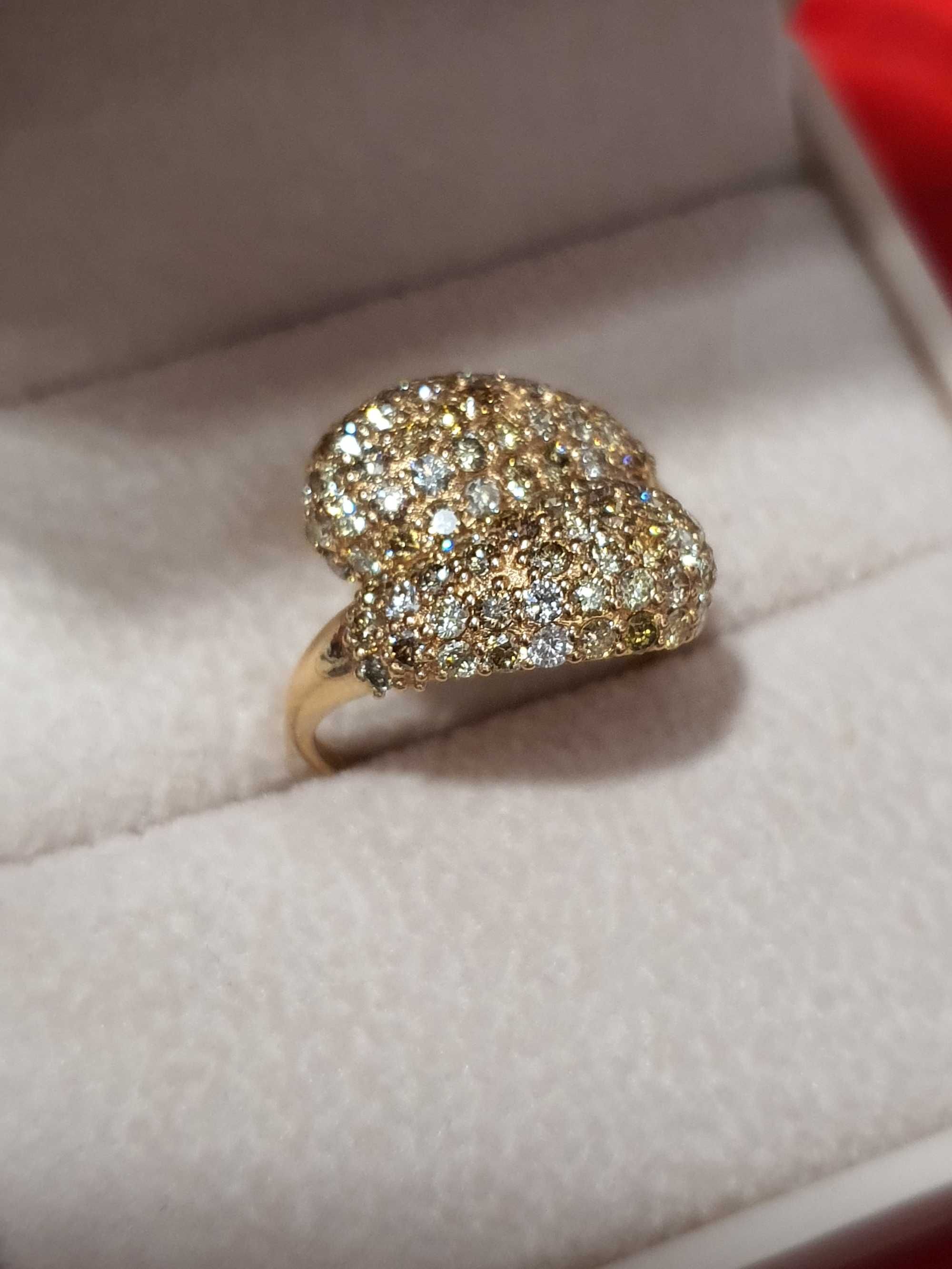 Inel Aur 14 kt cu Diamante naturale Fancy 1.94 ct