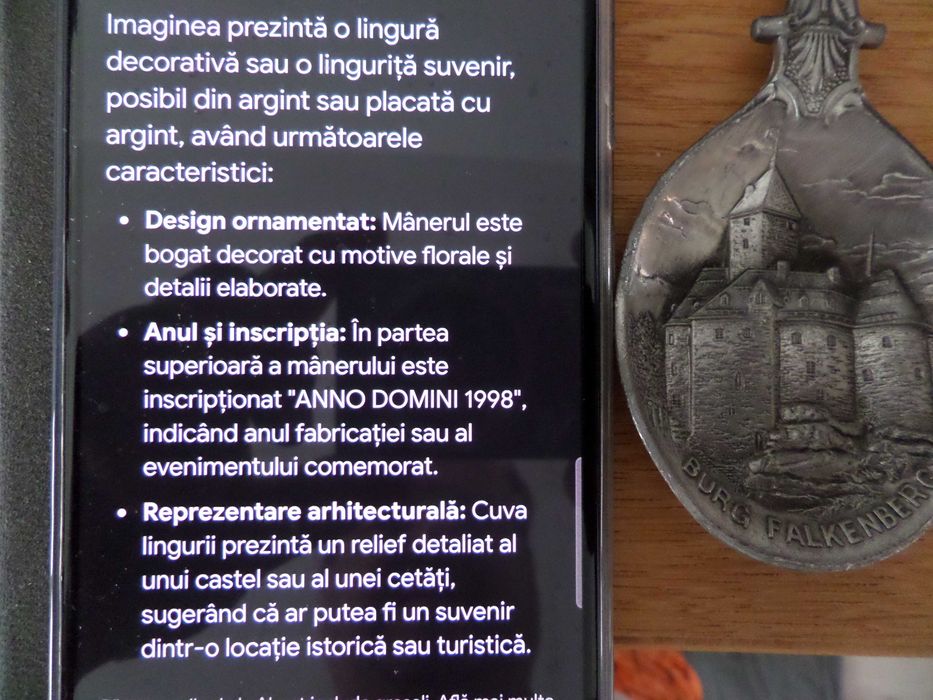Lingura de argint sau nichel basorelief castelul Falkenberg