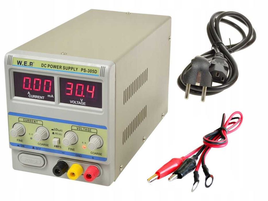 Захранващ блок WEP PS-305D-II 30V 5A с превключвател Hi (A)/Lo (mA).
