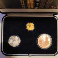 Set BNR 2009 monede 1+10+100 lei aur argint Statul Major tiraj 250