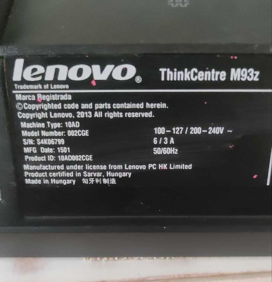 Lenovo ThinkCentre M93z All in One 23" Core i5 4590s 8gb
