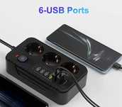 Разклонотел с 3 контакта, 3 usb A и 3 usb C
