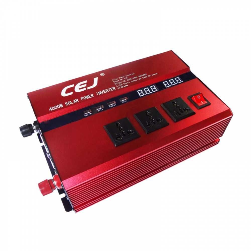 Invertor auto CEJ cu afisaj dublu, 4 x port USB, 4000W