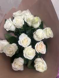 Цветы, розы, белый розы 15 шт