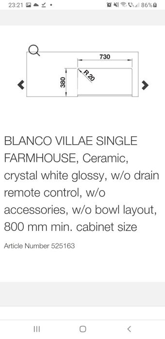 Vand chiuveta ceramica alba NOUA pentru bucatarie Farmhouse Germania