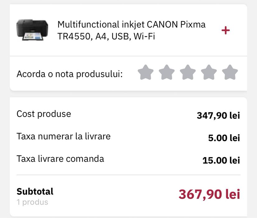 Imprimanta Canon Pixma TR4550 multifunctional și Wi-fi