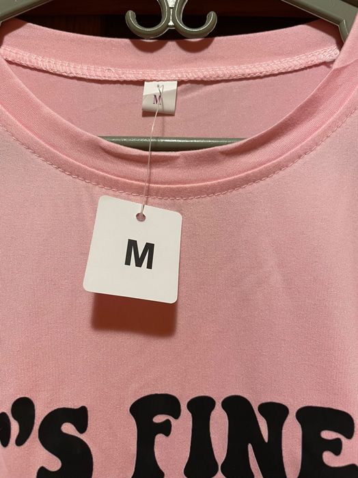 Tricou dama roz cu imprimeu NOU