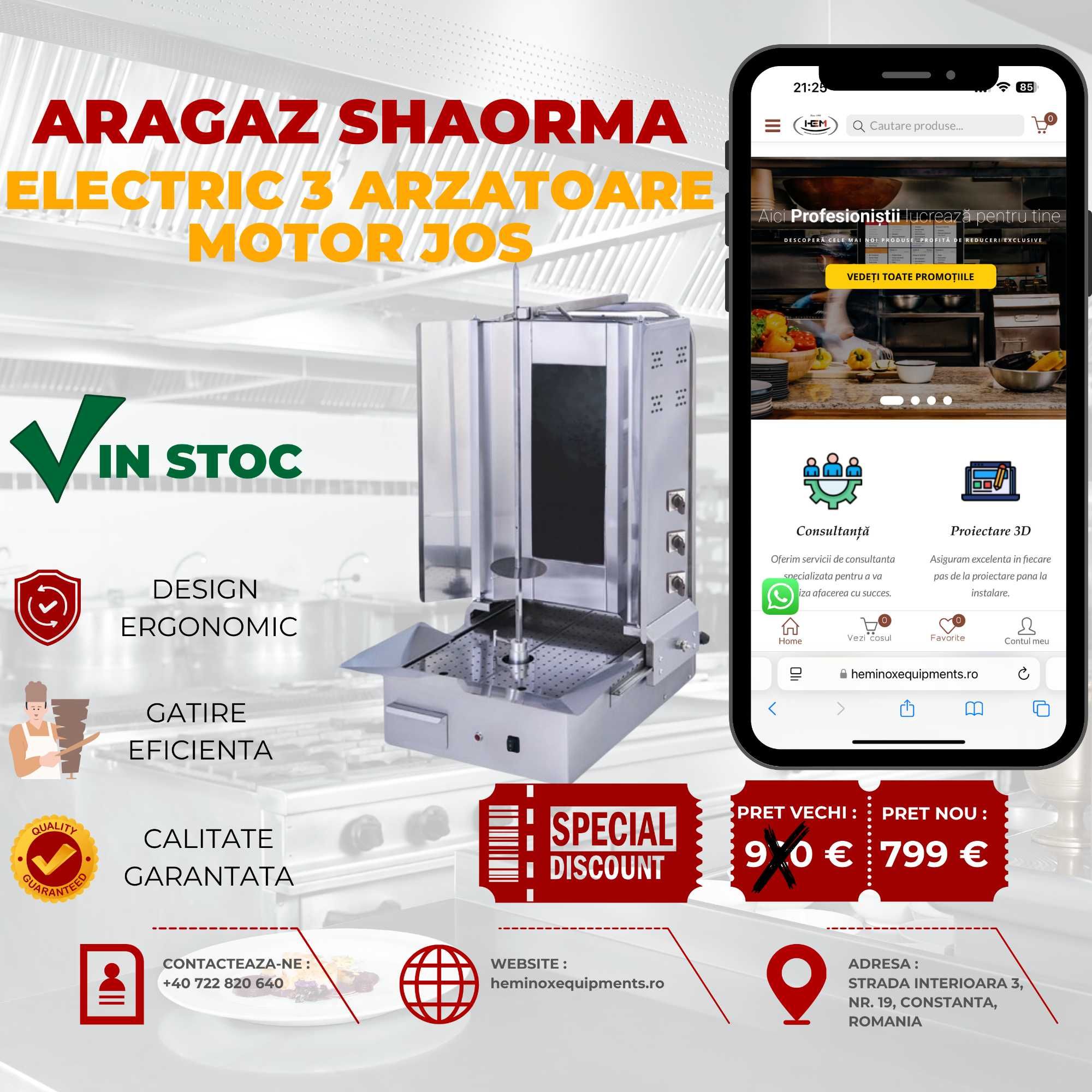 Aparat Shaorma/Kebab Electric 3,4 Sau 5 Rezistente In Stoc