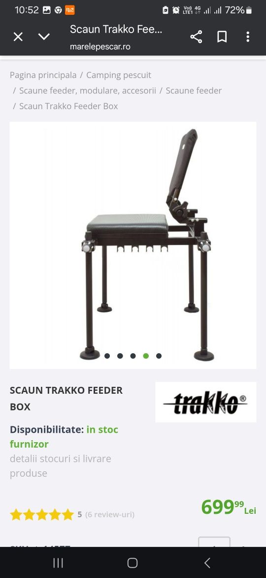 Vand scaun pescuit la stationar /feeder Trakko