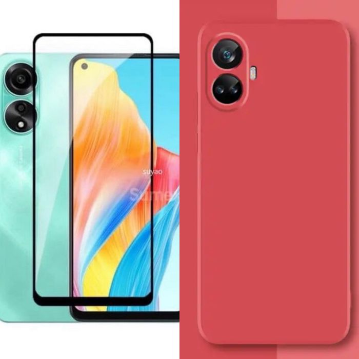 Husa Soft Inside Catifea si Folie Sticla OPPO A38/A58/A78/A98/A59/A79