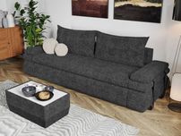 Canapea Extensibila Molly Plusata Gri Inchis - Transport Gratuit