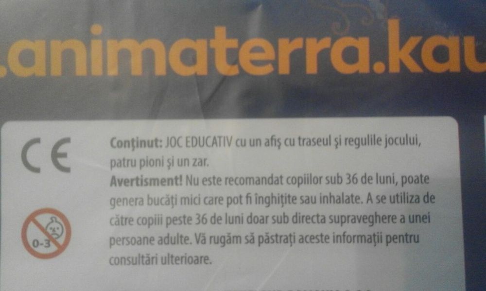 Joc Animaterra (gen Piticot) afis cu traseu, 4pioni, zar, nou, sigilat