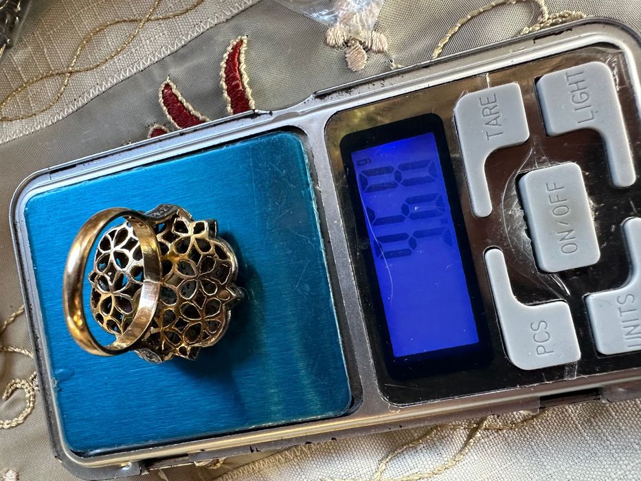 Стар пръстен с диаманти злато сребро. 20в