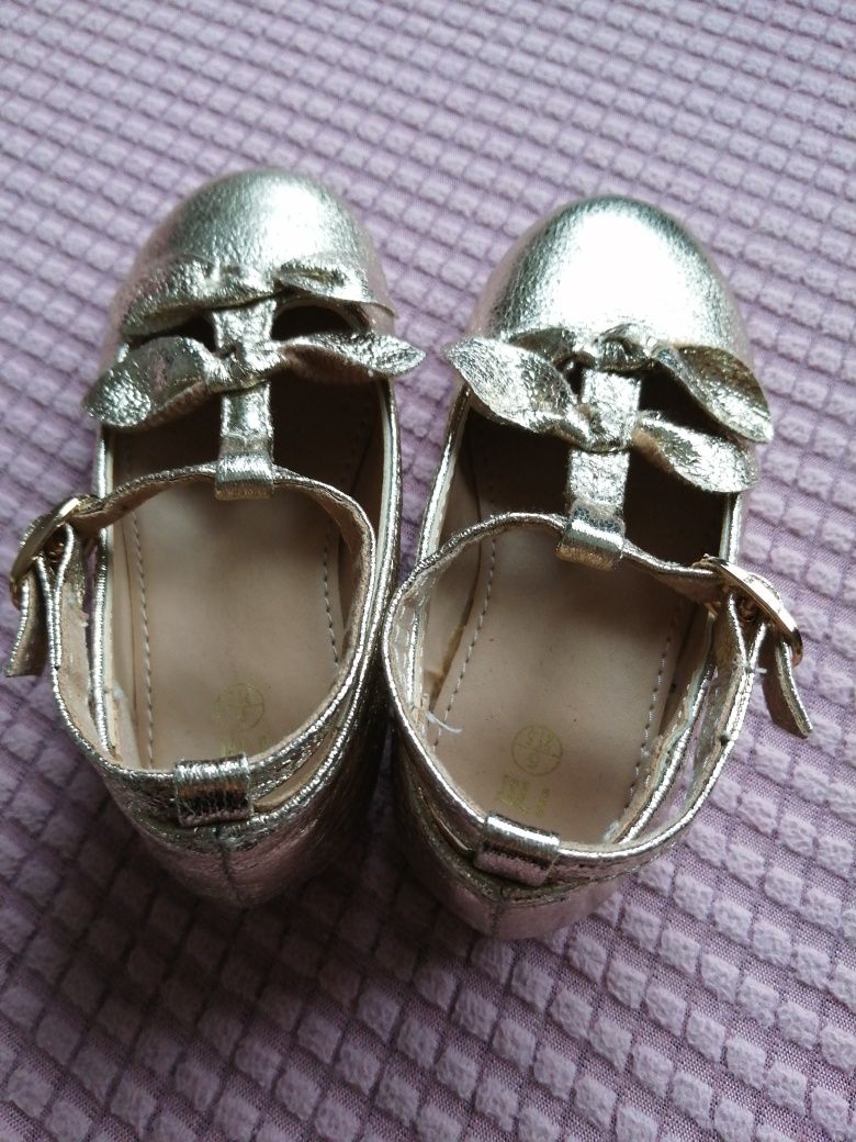 Златисти обувки, балеринки, 21.5 номер, стелка 14 см, mothercare