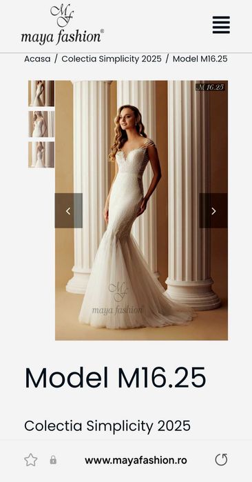 Rochie mireasa, voal, Maya Fashion, model 2025