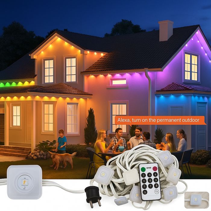 Instalatie permanenta streasina cu 20 led-uri pixel impermeabila 15m