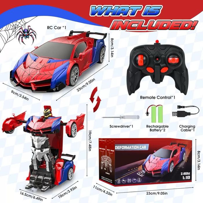 RC Spider көлік – трансформация, трюктер, зарядталатын, трансформер
