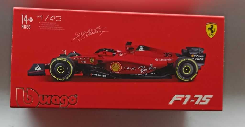 Macheta Ferrari F1-75 Charles Leclerc cu pilot Formula 1 2022 - 1/43